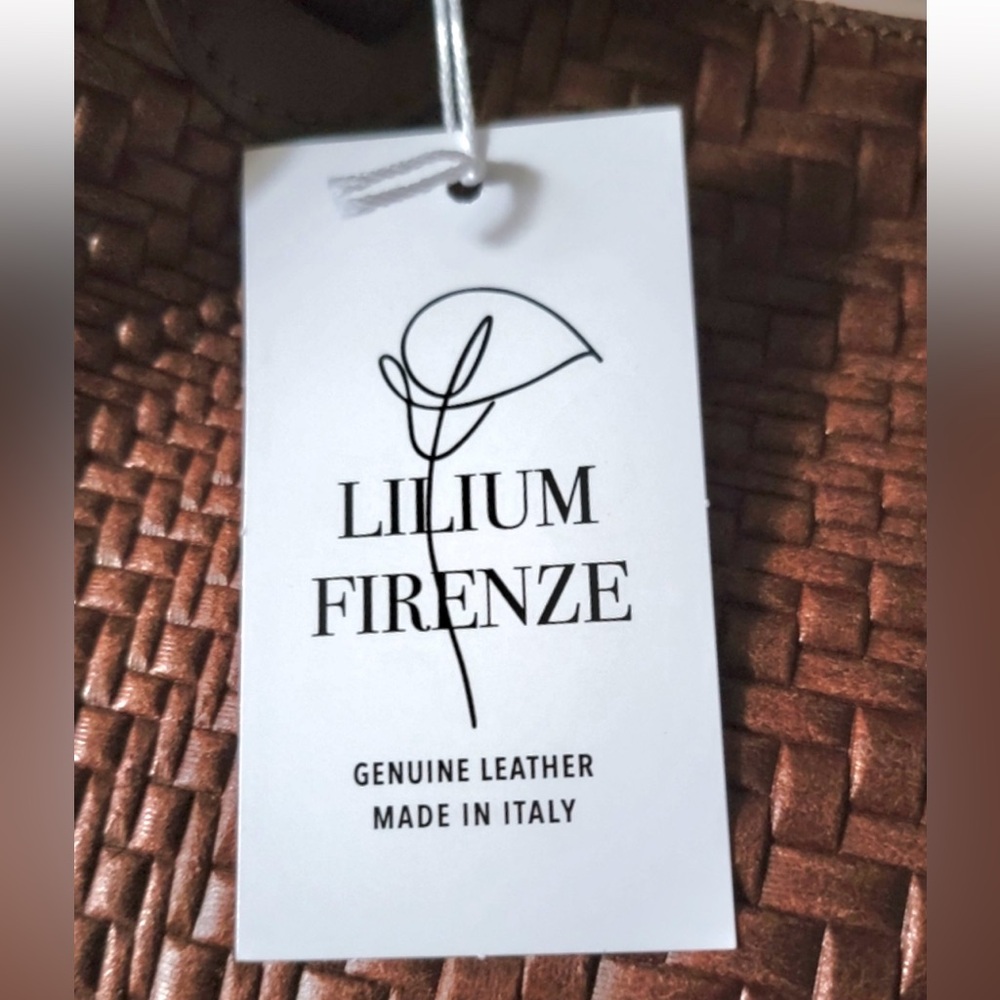 Woven Genuine Leather Tote Bag in Brown - Picture 9 of 12